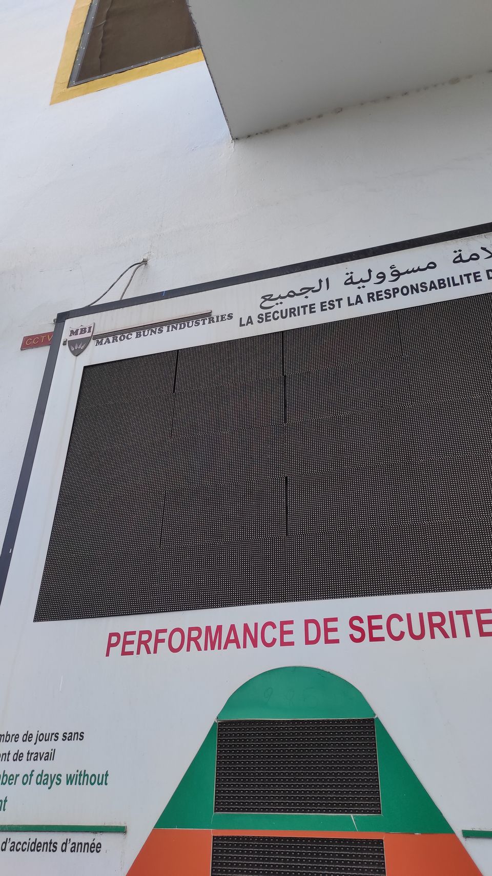 Indoor LED display of workplace safety indicators