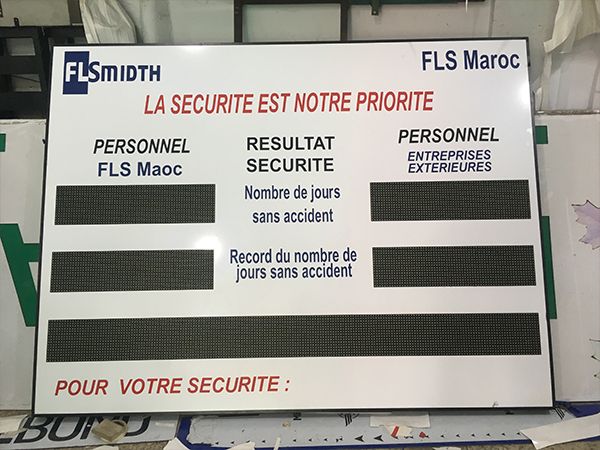Indoor LED display of workplace safety indicators